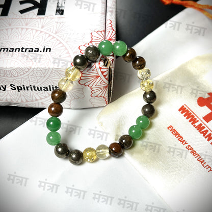 Powerful Money Amplifier Bracelet - Pyrite, Tiger Eye, Citrine & Aventurine Beads