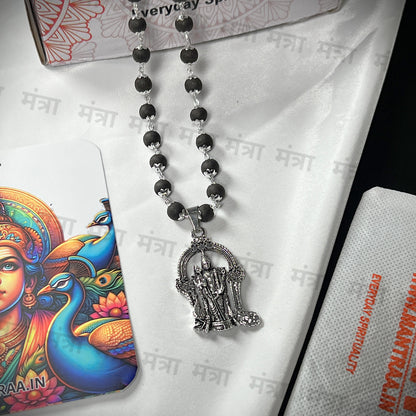 Lord Murugan Karungali Malai Silver Plated Cap Necklace - Certified