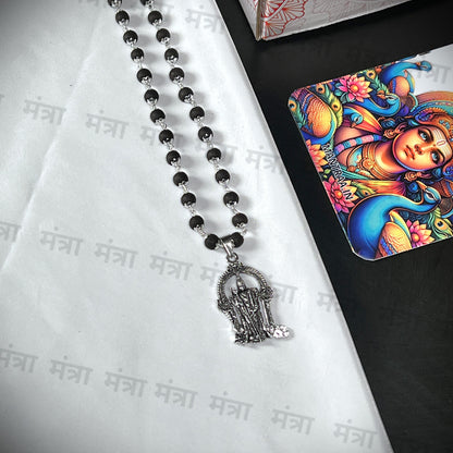 Lord Murugan Karungali Malai Silver Plated Cap Necklace - Certified