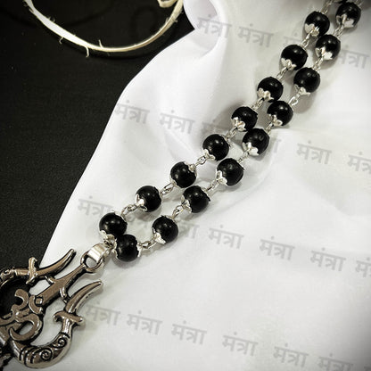 Om Trishul Karungali Malai Necklace - Certified
