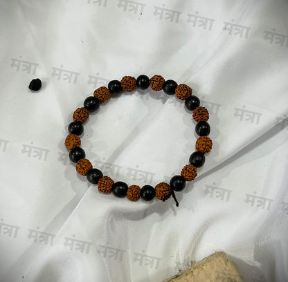 Rudraksha & Karungali Malai Bracelet - Govt. Certified
