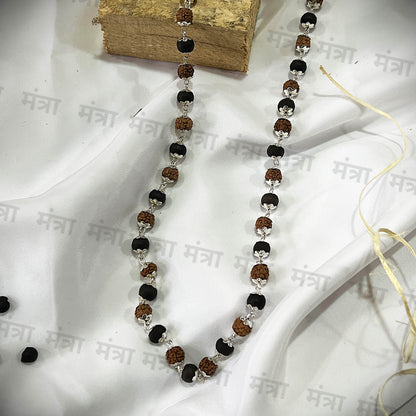 Rudraksha Karungali Malai Silver Plated Necklace - Certified