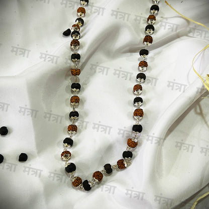 Rudraksha Karungali Malai Silver Plated Necklace - Certified