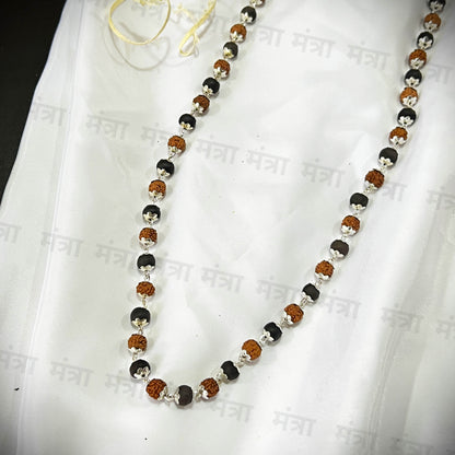Rudraksha Karungali Malai Silver Plated Necklace - Certified