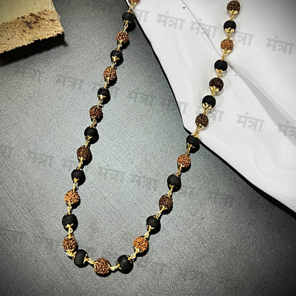Rudraksha Karungali Malai Gold Plated Necklace - Certified