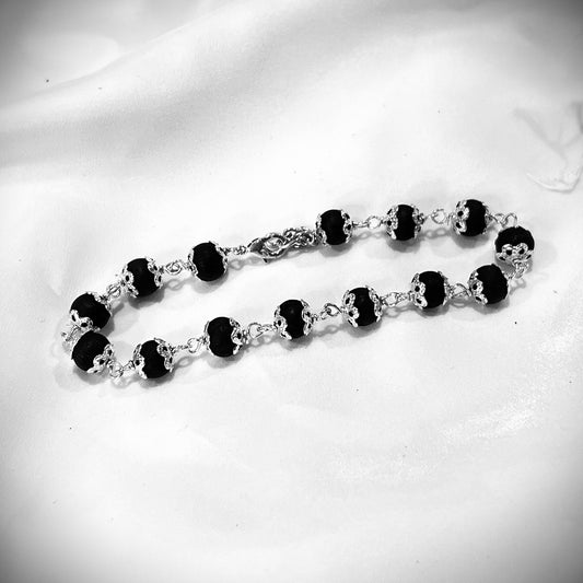 Karungali Malai Silver Plated Flower Cap Bracelet - Certified