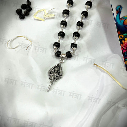 Murugan Vel Karungali Malai Silver Plated Necklace - Certified