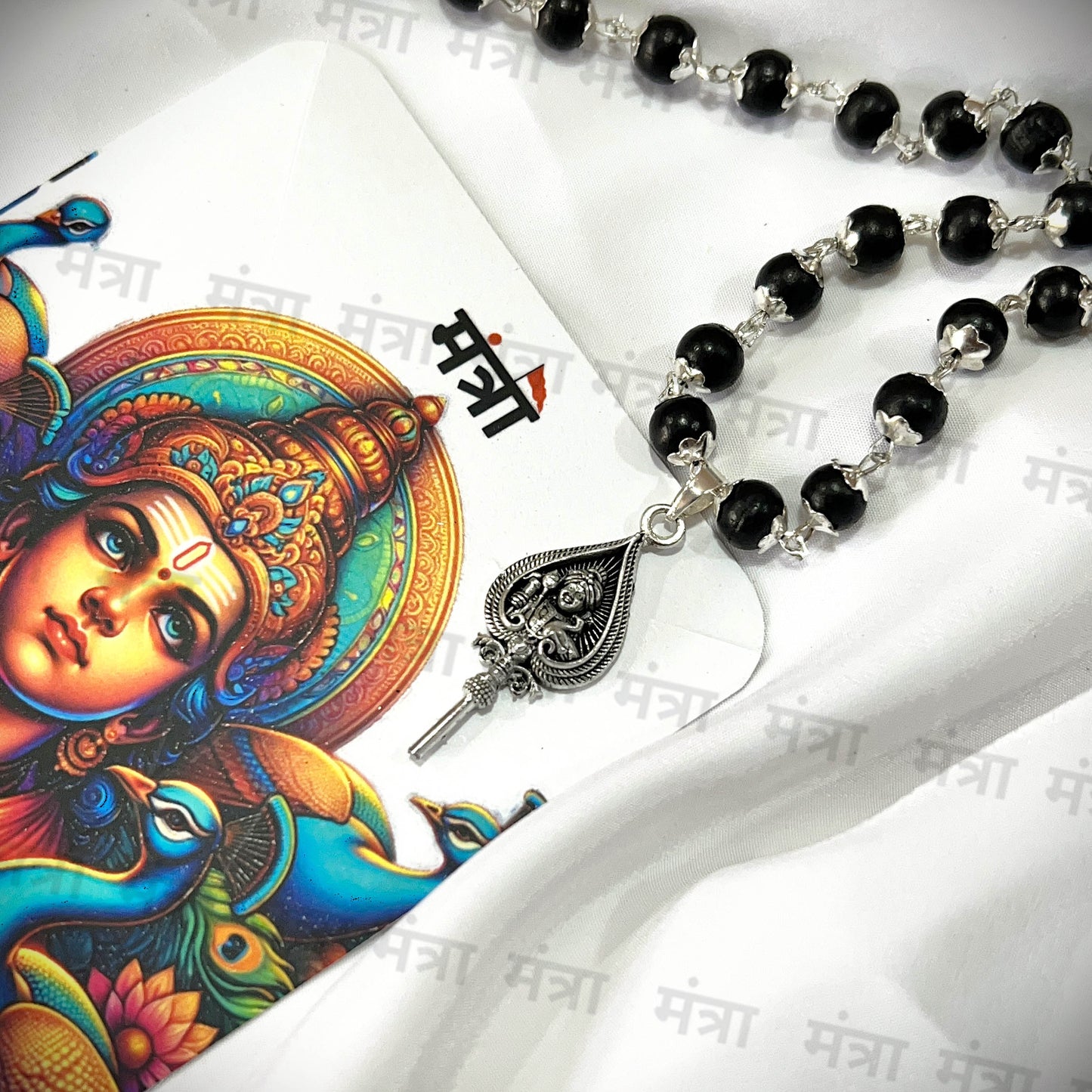 Murugan Vel Karungali Malai Silver Plated Necklace - Certified