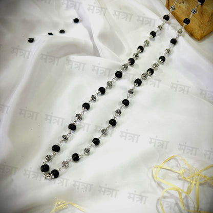 OM Karungali Malai Silver Plated Necklace - Certified