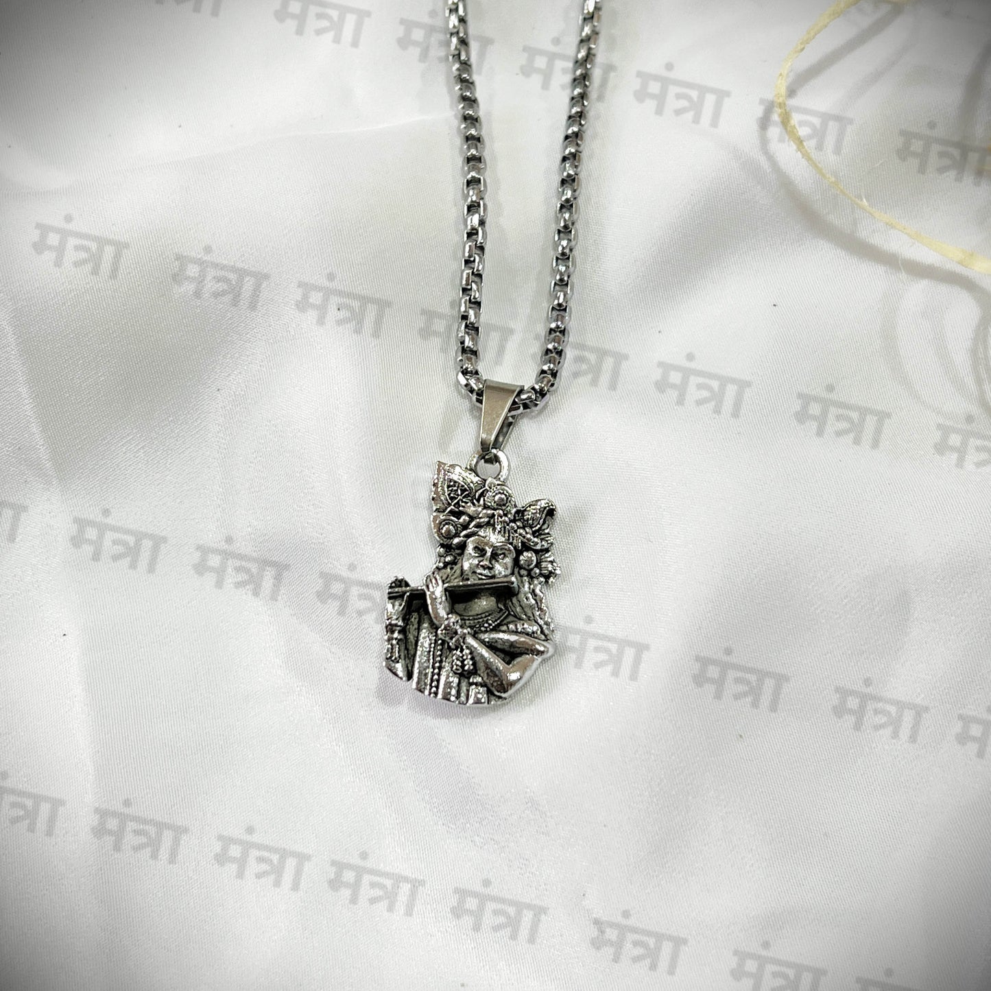 Krishna Ji with Bansuri Necklace - Silver Plated