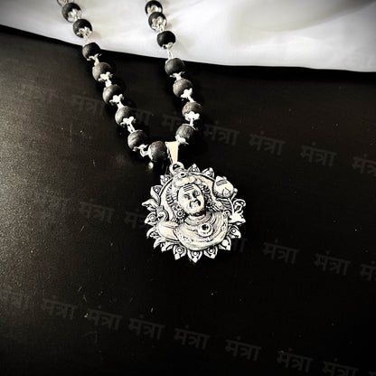 Lord Murugan Face Karungali Malai Necklace - Certified