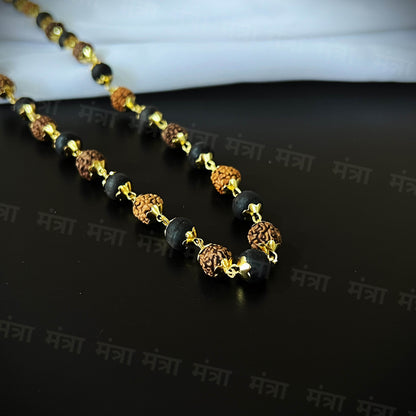 Rudraksha Karungali Malai Gold Plated Necklace - Certified