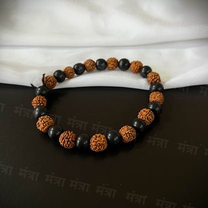 Rudraksha & Karungali Malai Bracelet - Govt. Certified