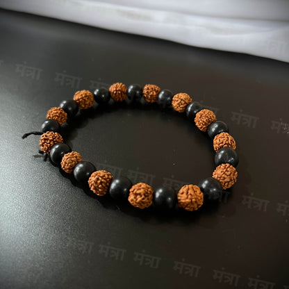 Rudraksha & Karungali Malai Bracelet - Govt. Certified
