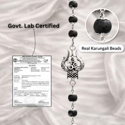 Shiv Trishul Karungali Bracelet - Silver Plated