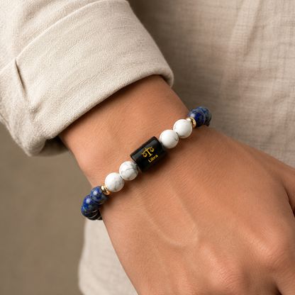Libra (तुला राशि) Zodiac Lapis Lazuli & Howlite Bracelet