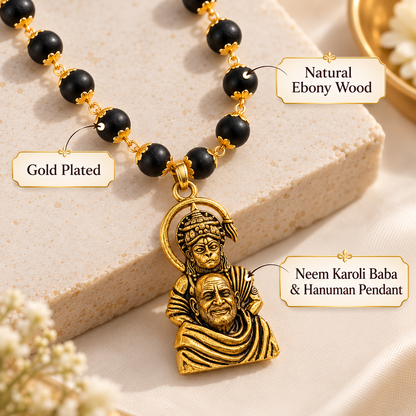 Hanuman Ansh Neem Karoli Baba Karungali Necklace - Certified