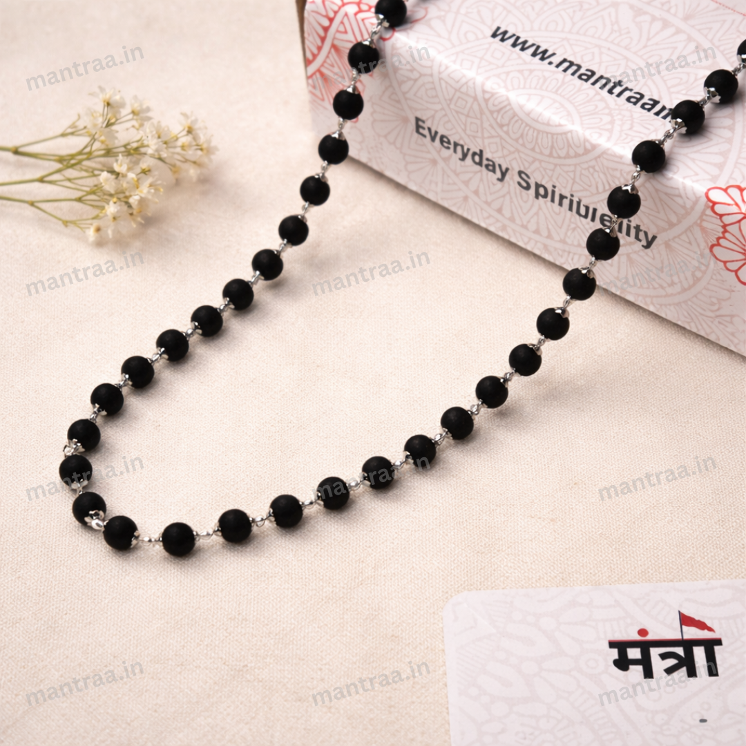 Karungali Malai Silver Plated Cap Necklace- Certified