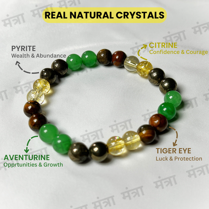 Powerful Money Amplifier Bracelet - Pyrite, Tiger Eye, Citrine & Aventurine Beads