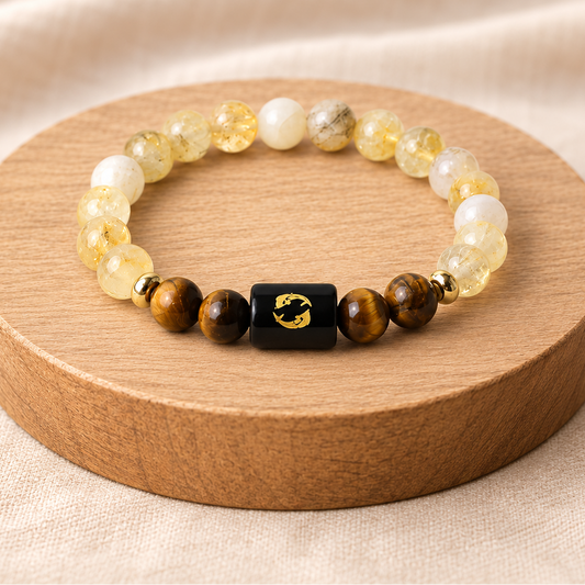 Pisces (मीन राशि) Zodiac Citrine & Tiger Eye Bracelet