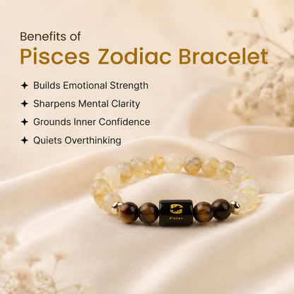 Pisces (मीन राशि) Zodiac Citrine & Tiger Eye Bracelet