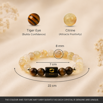 Pisces (मीन राशि) Zodiac Citrine & Tiger Eye Bracelet