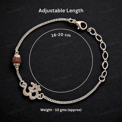 Divine Om Rudraksha Bracelet – Silver Plated