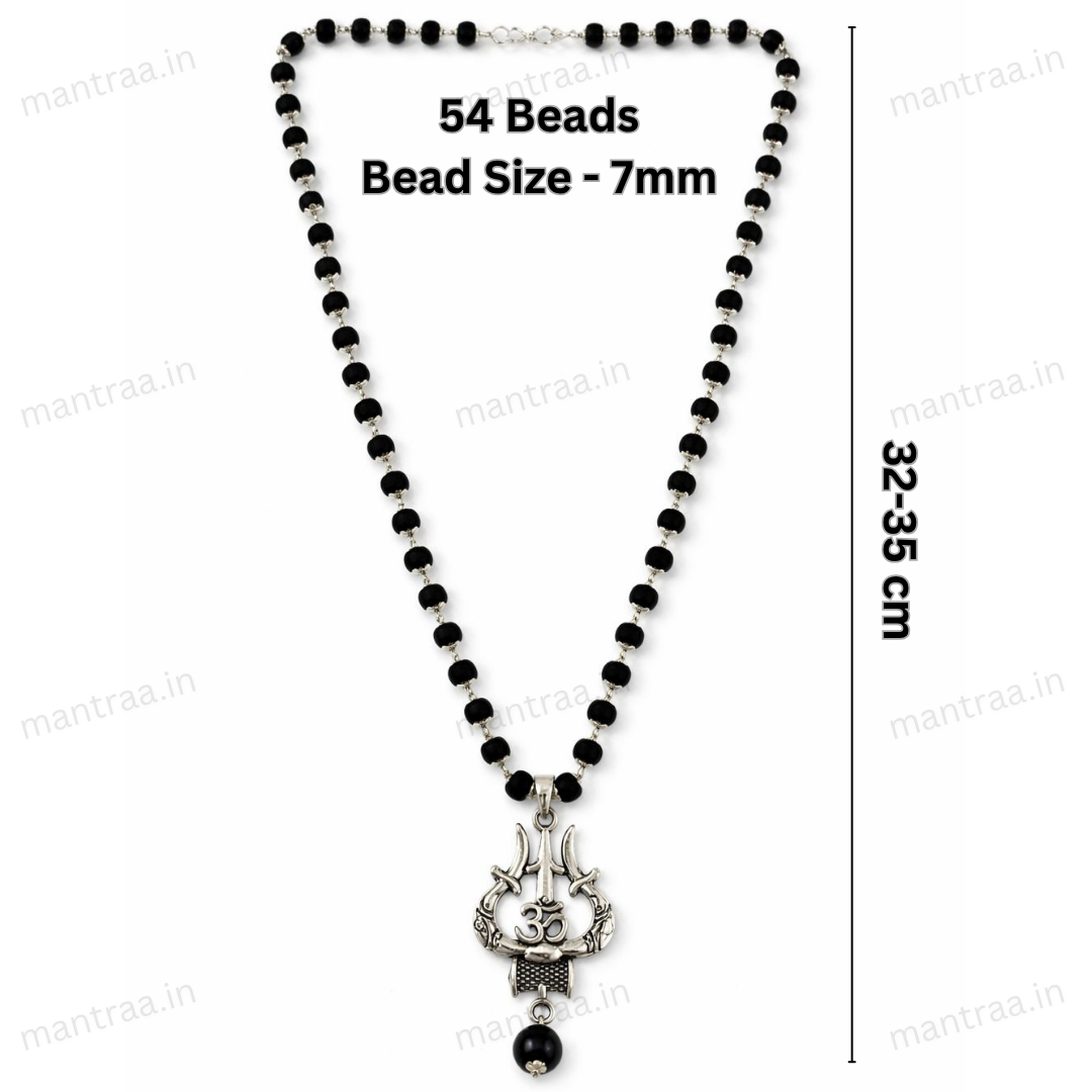 Om Trishul Karungali Bracelet & Necklace Combo - Silver Plated