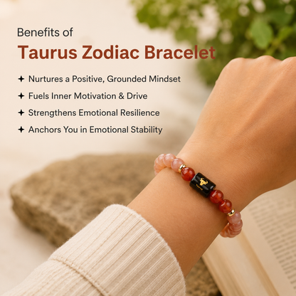 Taurus (वृषभ राशि) Zodiac Sunstone & Carnelian Bracelet