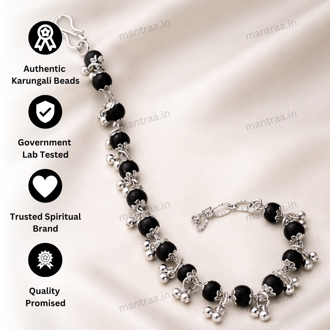 Karungali Ghunghroo Bracelet- Silver Plated