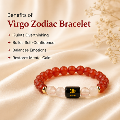 Virgo (कन्या राशि) Zodiac Carnelian & Milky Quartz Bracelet