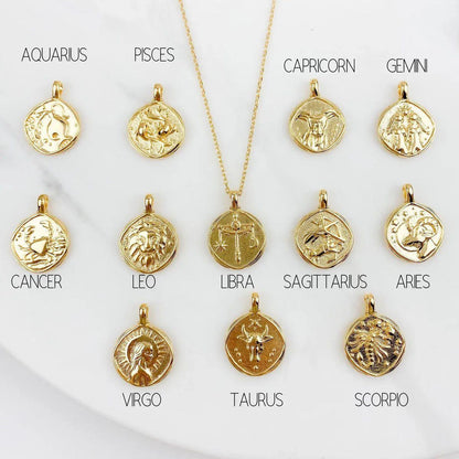 Mantraa Signature Zodiac Charm Necklace with chain – All 12 Star Signs