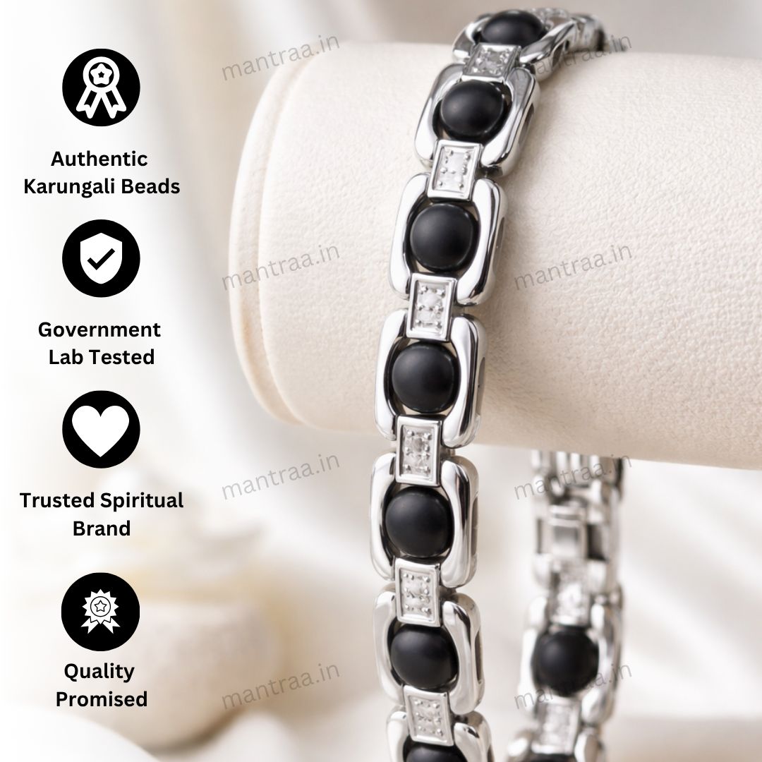 Karungali Cuban Bracelet - Silver Plated