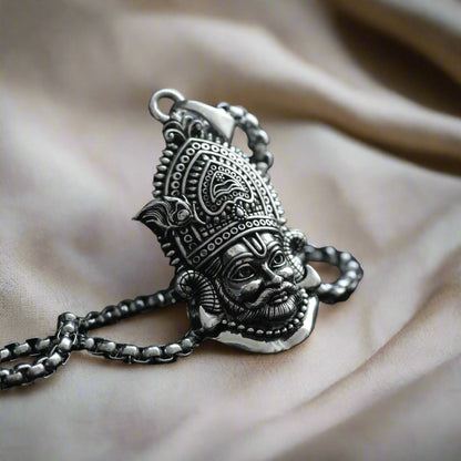 Khatu Shyam Baba Necklace-Silver Plated