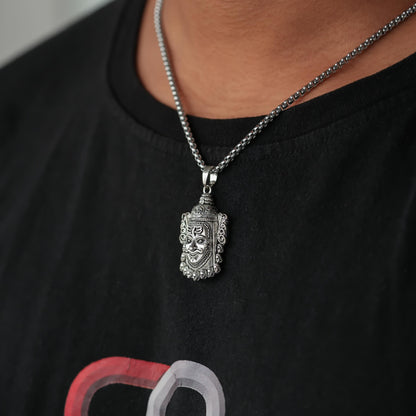 Mahakaal Face Necklace- Silver Plated