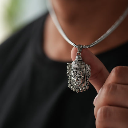 Mahakaal Face Necklace- Silver Plated