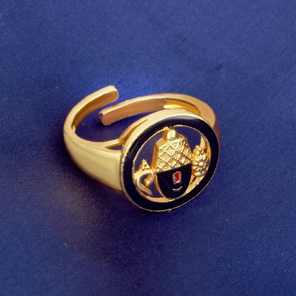 Balaji Golden Gold Plated Brass Ring – Mantraa