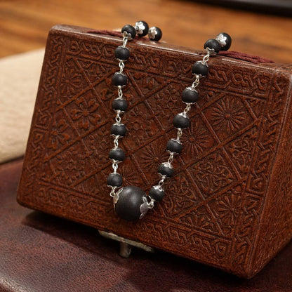 Original Karungali Bead Necklace - Silver Plated