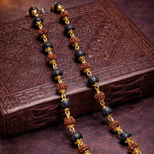 Rudraksha Karungali Malai Gold Plated Necklace - Certified