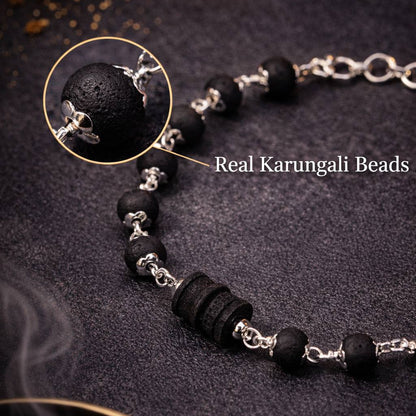 Original Karungali Damru Bracelet- Silver Plated