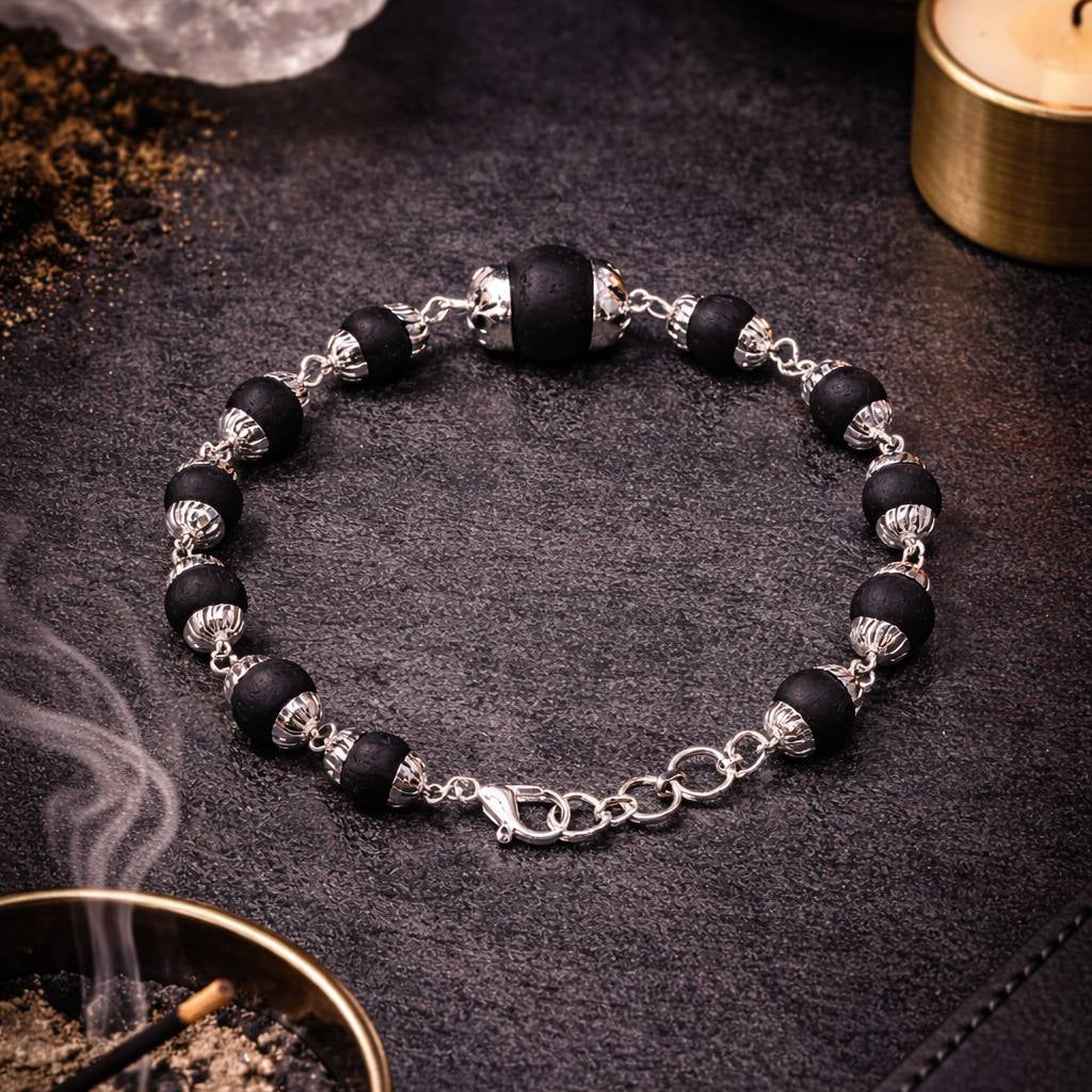 Karungali Bead Bracelet- Silver Plated