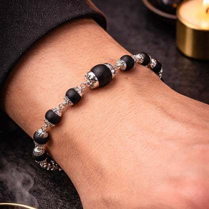 Karungali Bead Bracelet- Silver Plated