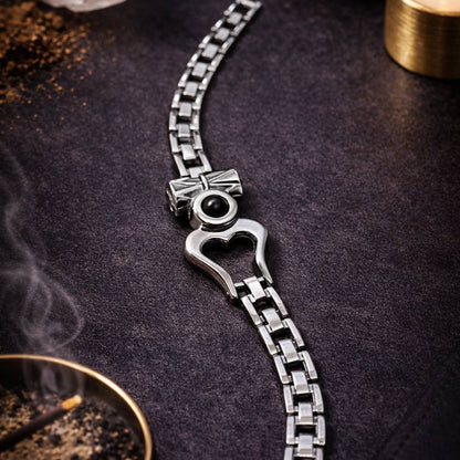 Om Damru Karungali Bracelet - Silver Plated