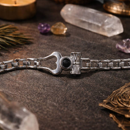 Om Damru Karungali Bracelet - Silver Plated