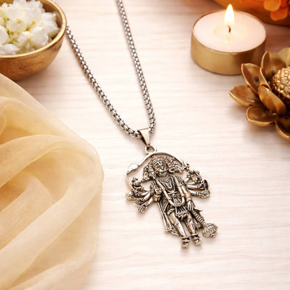 Panchmukhi Hanumanji Silver Plated Necklace
