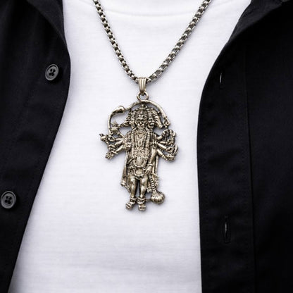 Panchmukhi Hanumanji Silver Plated Necklace