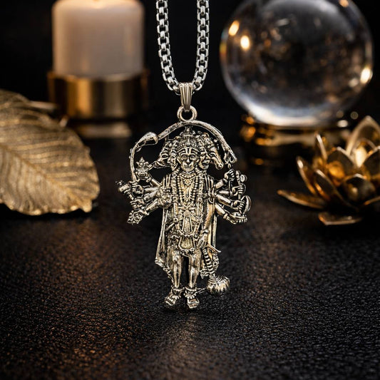 Panchmukhi Hanumanji Silver Plated Necklace