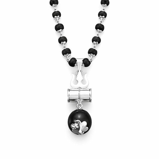 Shiv Trishul Karungali Necklace - Silver Plated