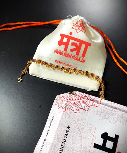 Gold Plated 5 Mukhi Rudraksha Bracelet For Women