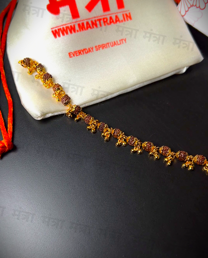 Gold Plated 5 Mukhi Rudraksha Bracelet For Women